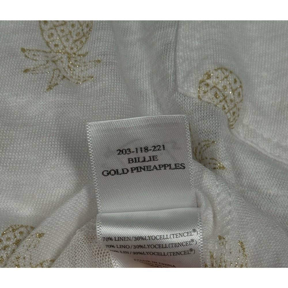 Rails Shirt Womens Large Billie Top White Gold Pineapples Cropped Neutral Casual - Picture 9 of 11